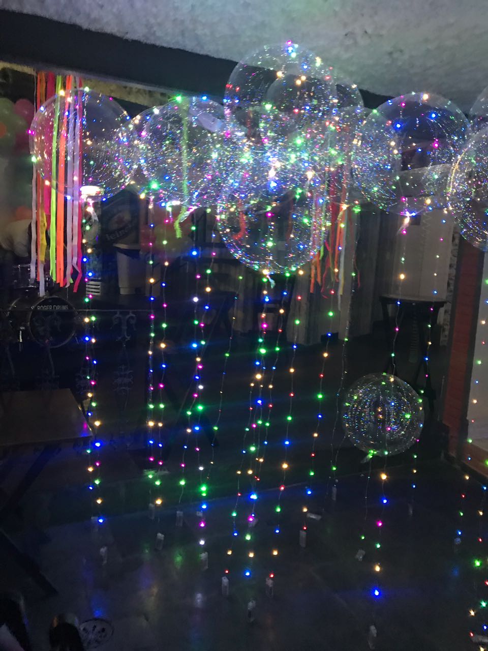 Efeito de luz dos balões com led